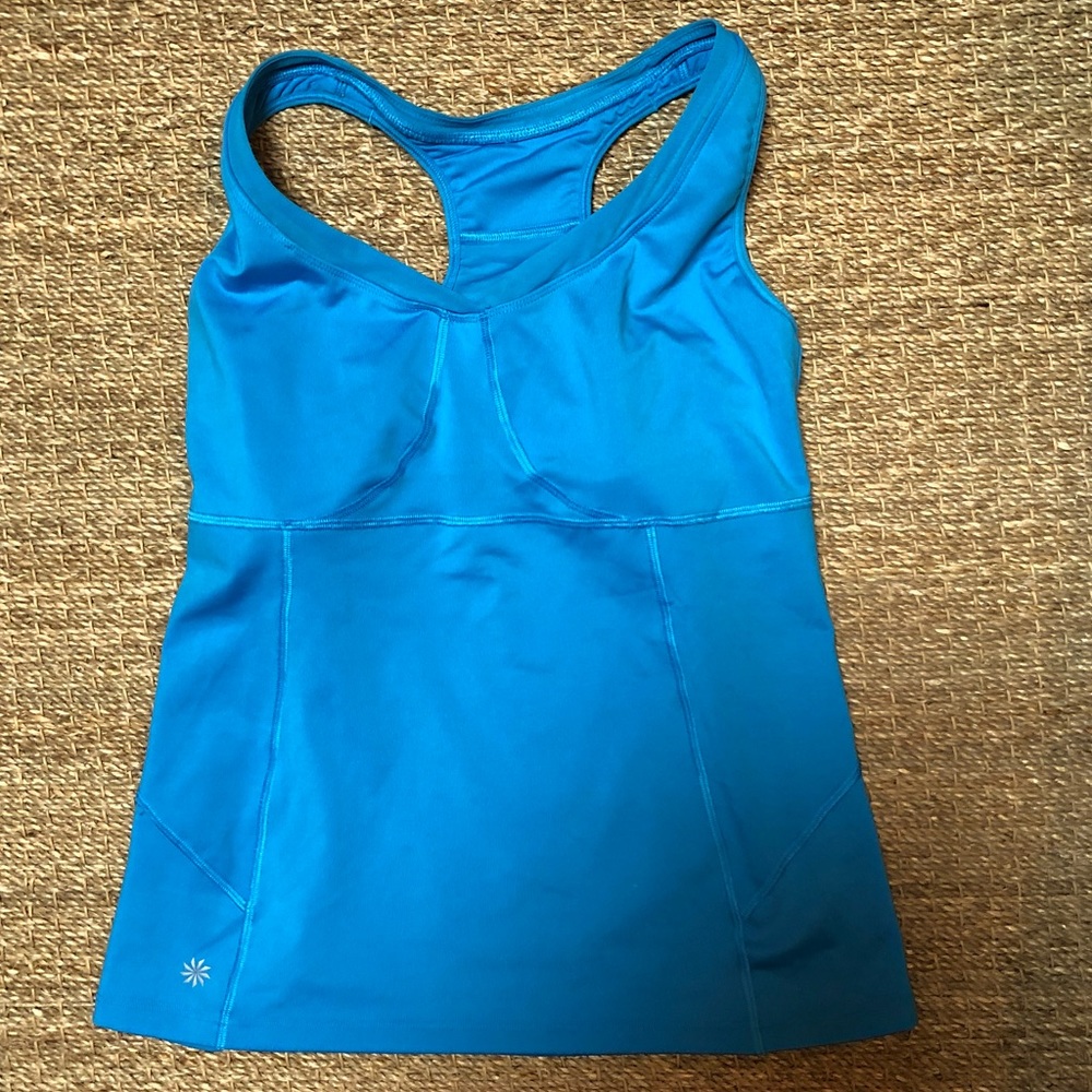 Blue built in bra athletic tank top